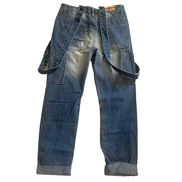 MACHINE Nouvelle Mode Women's Distressed Suspender Cotton Shredded Jeans Size 26 - Picture 3 of 7